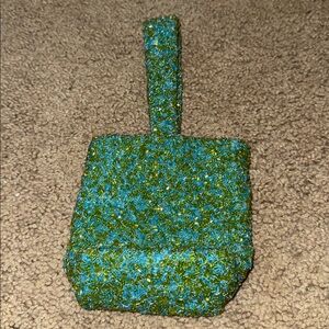 MOYNA Mini Teal & Lime Green Beaded Evening Hand Bag